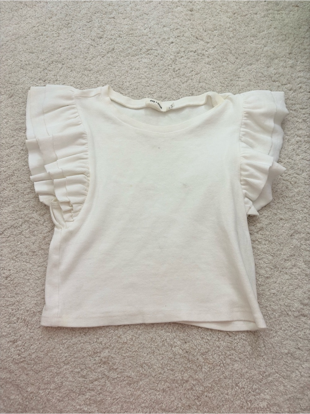 White Ruffled Sleeve Crop Top